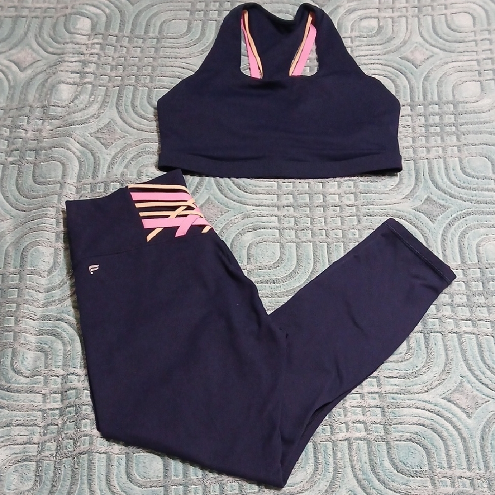 Fabletics Navy and Pink Activewear Set